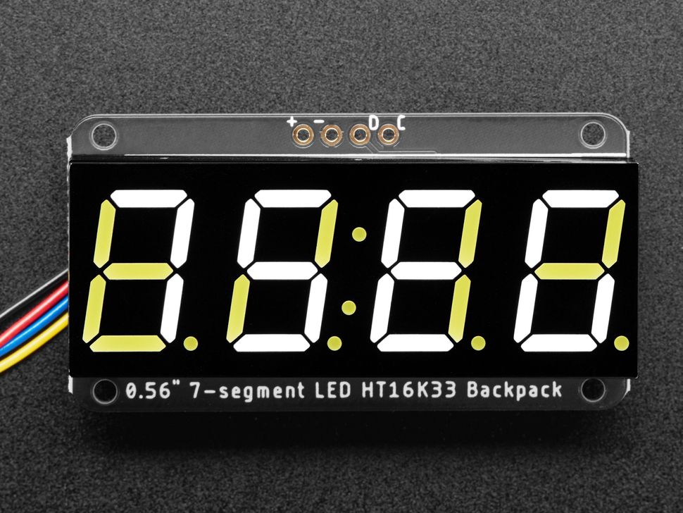 0.56" 4-Digit 7-Segment Display - I2C Backpack - STEMMA QT - Whi