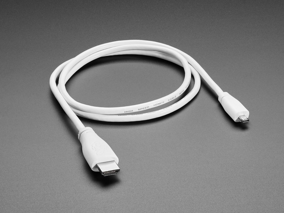 Оfficial Raspberry Pi Micro HDMI to HDMI Cable - 1 meter - бял